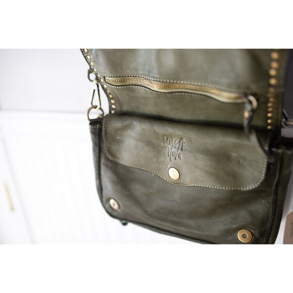 Free People Bolsa Nova Marisa Messenger Bag Studded Purse Green - Picture 5 of 5